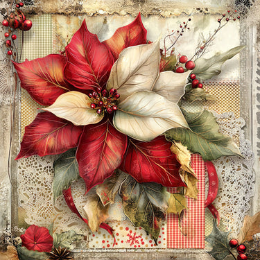 Christmas Poinsettia, DCO-102228, Sign For Wreath, 10x10in Metal Sign